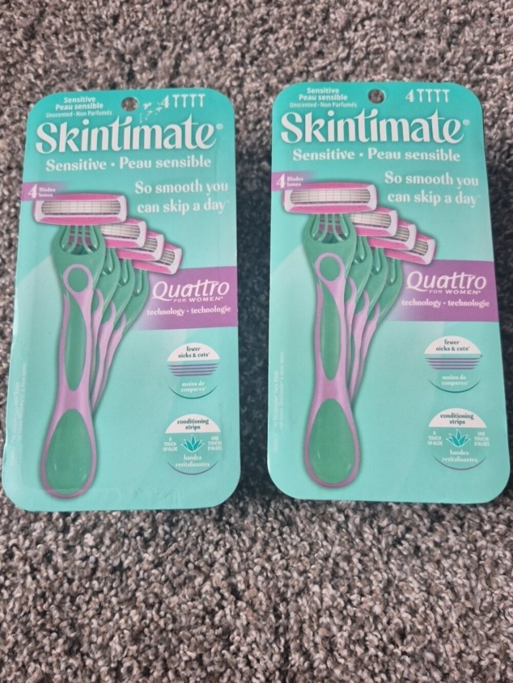 2 Packs Skintimate Razors Sensitive Skin Unscented Aloe Disposable Shaving